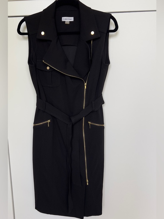 Calvin Klein Dresses & Skirts - Calvin Klein Black Sleeveless Moto-Style dress with Gold Hardware